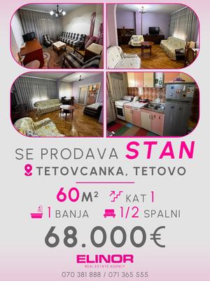 ┃Agencija ELINOR┃vrshi prodazhba na stan so lokacija vo Tetovcanka vo Tetovo.