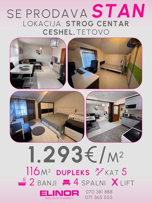 ◈Agencija ELINOR◈ vrshi prodazhba na stan dupleks vo strog Centar ( Ceshel ) vo Tetovo.